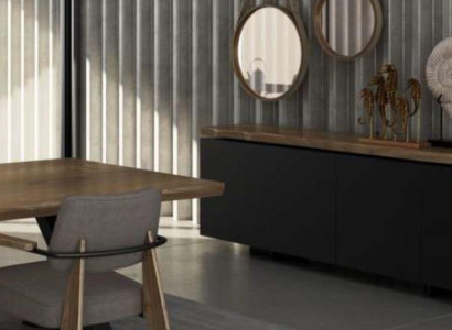 Dining room sideboard natural walnut - matt anthracite Chest of drawers Luxury Furniture
